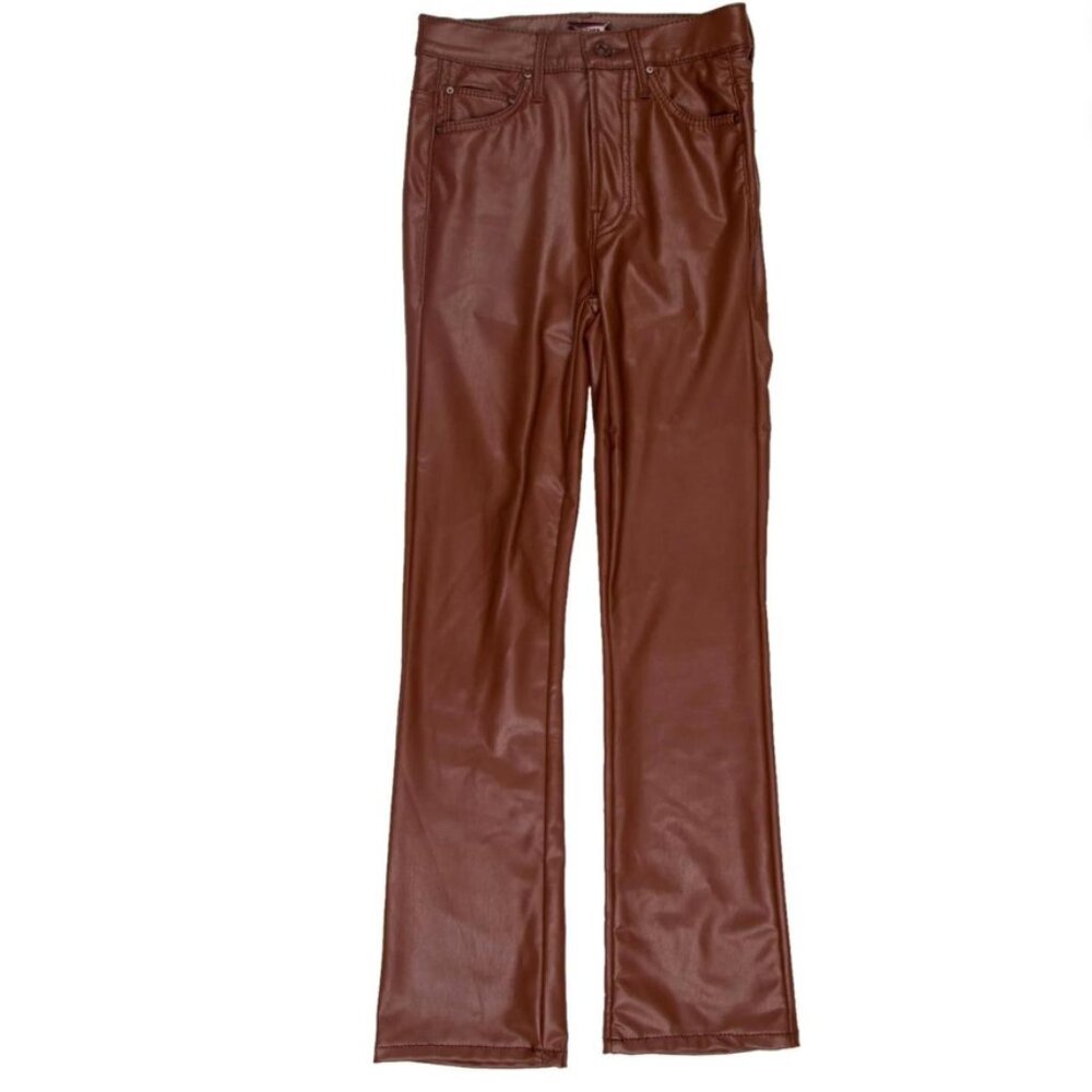 Mother the insider straight leg brown leather pants Size XS, Waist 23 inch